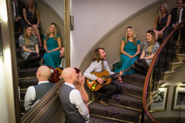 Impromptu band on the stairs