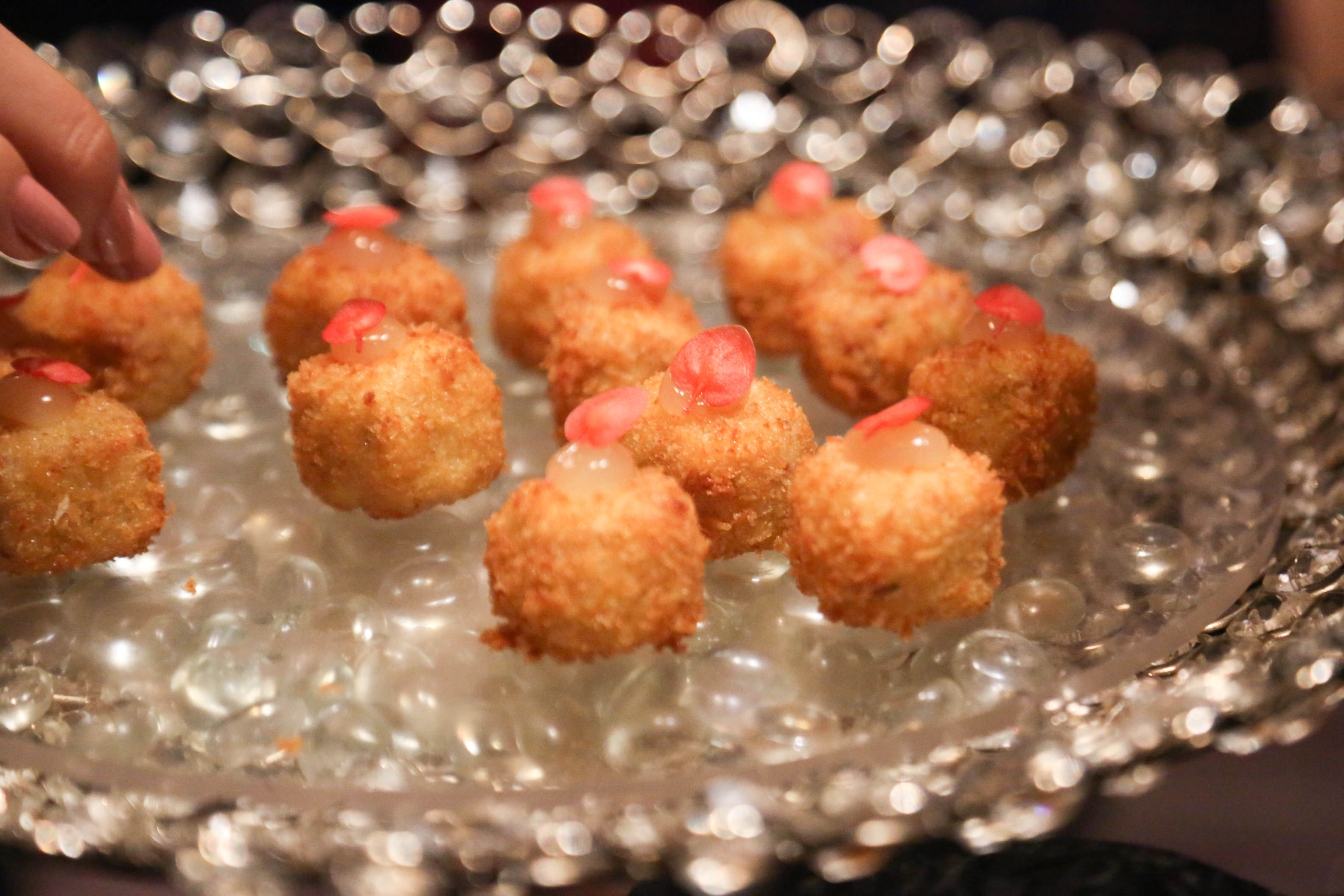 Ham Hock & Smoked Wensleydale Croquette with Apple Gel, served in a smoking dome