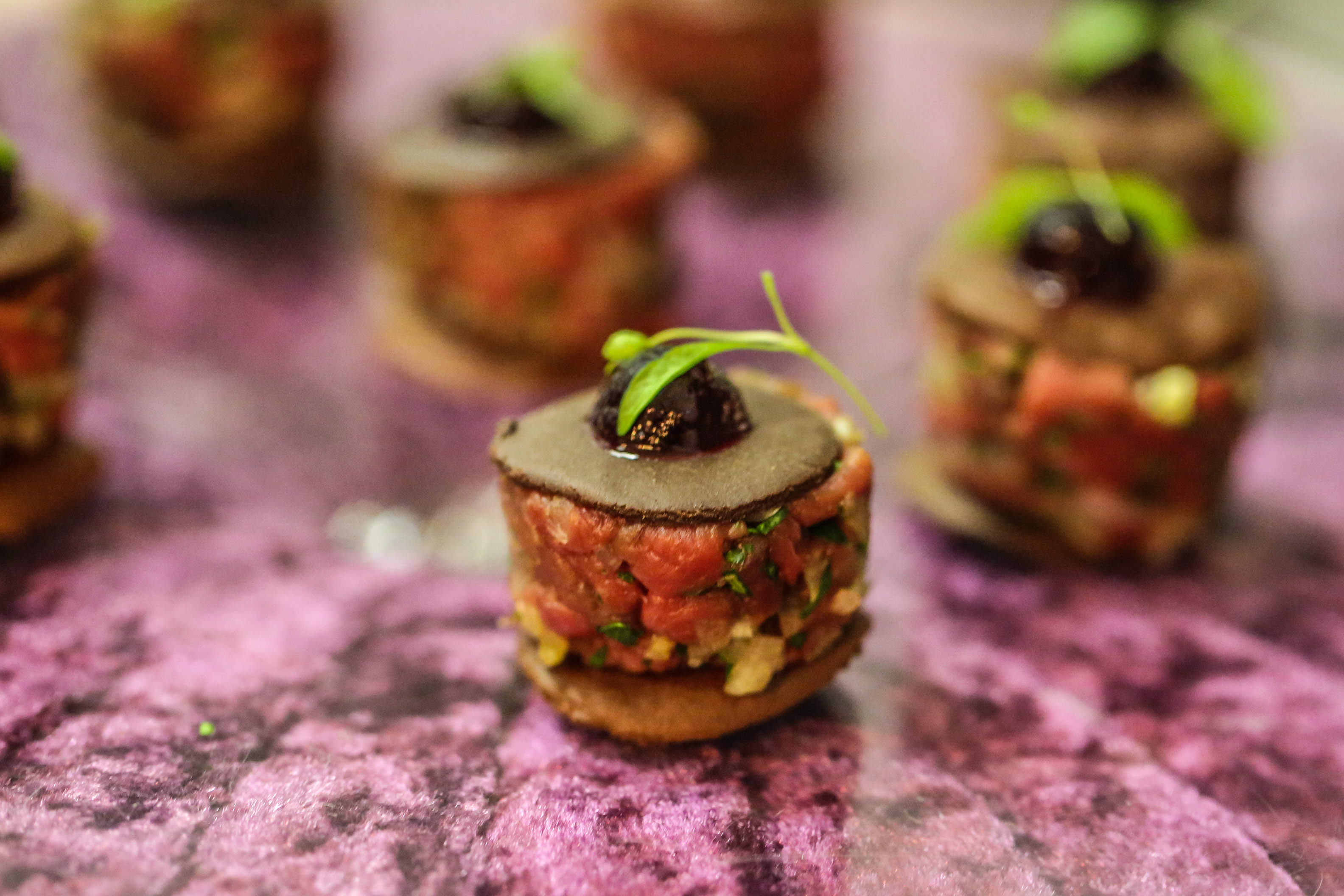 Venison Tartare on Chocolate Spätzle Discs