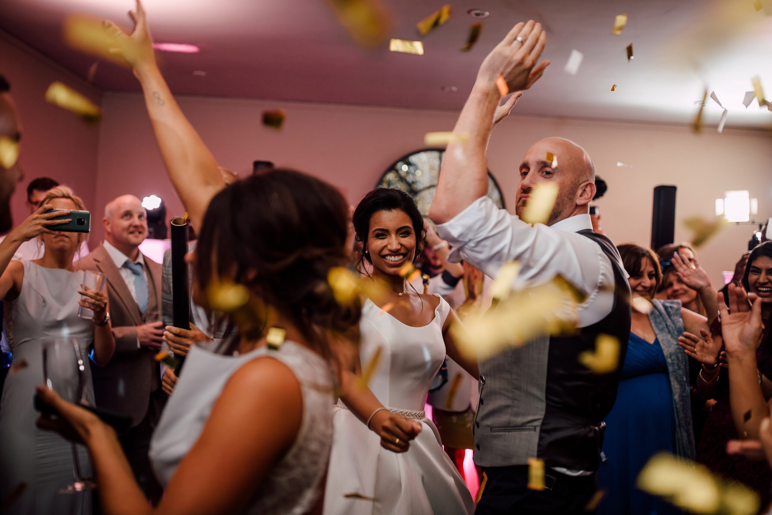 BEN & ANECIA CELEBRATING THEIR WEDDING ON THE DANCEFLOOR AT HOWSHAM HALL